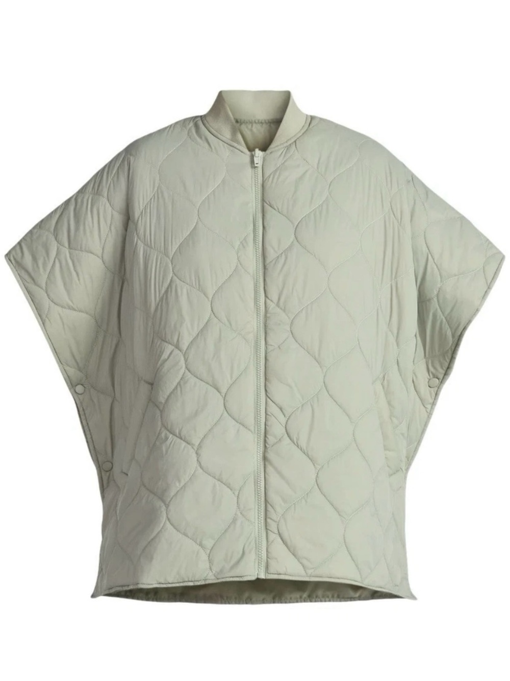 NWT Time and Tru Green Quilted Cape Puffer Poncho Jacket with Free Hat - Picture 6 of 8